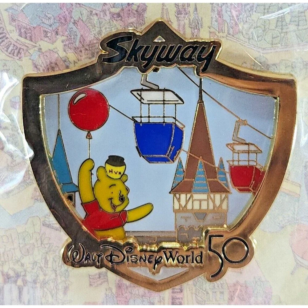 SKYWAY Pooh WDW‎ Ride Attraction Crest 50th Anniversary LE Disney Pin 145018